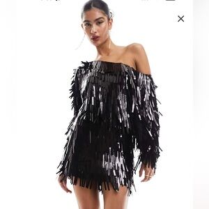 ASOS Off the Shoulder Sequin Mini Dress